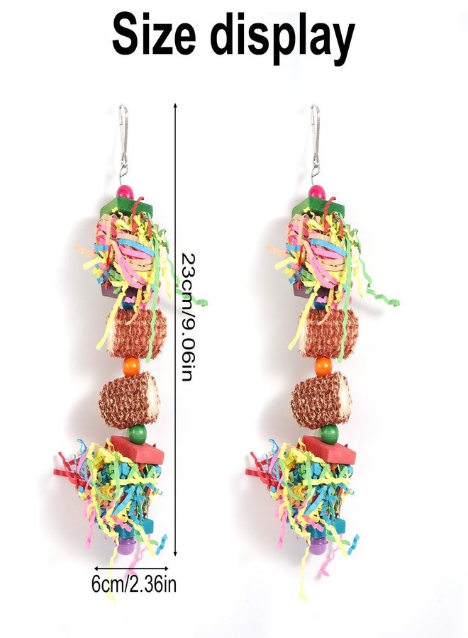 Penitue 2pcs Bird Toys, Parrot Toys for Parakeets Cockatoos Cockatiels Budgie Conure Macaw Corn Cob Shredding Paper Tearing & Foraging Toy Chewing Hanging Toy Cage Accessories for Small & Medium Birds Pet - Image 2